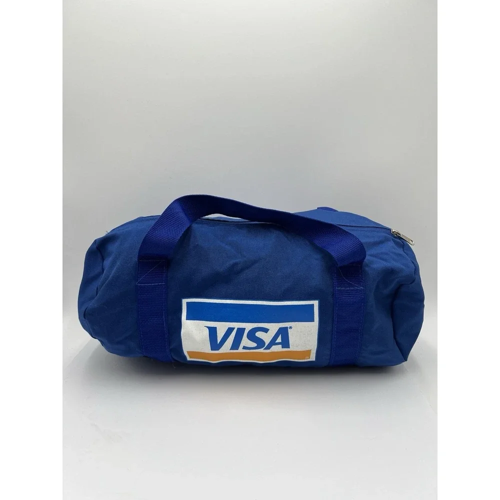 Vintage VISA Promotional Duffel Bag Blue Travel Gym Overnight YKK Zipper NWOT